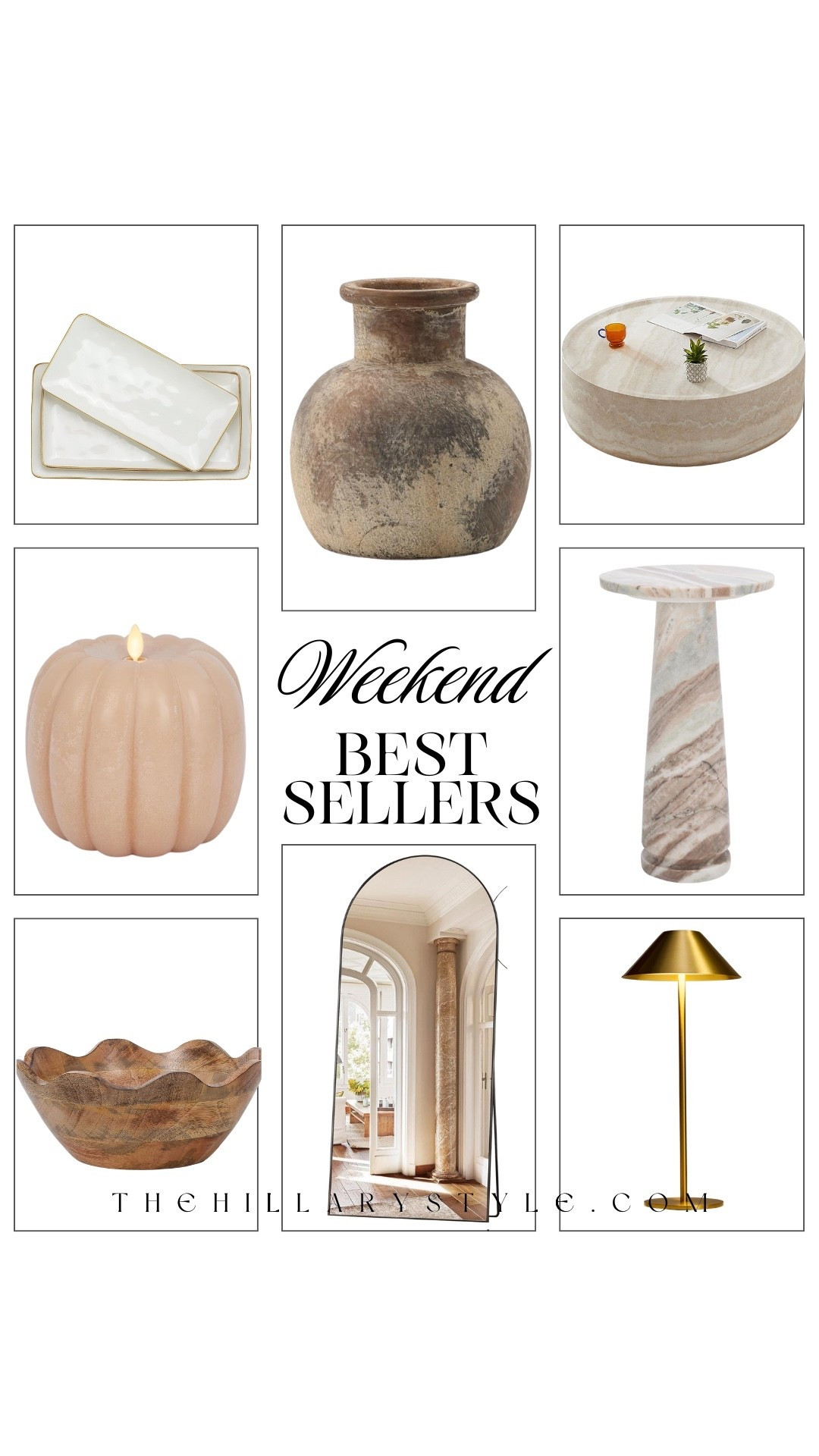 These weekend best sellers are perfect for refreshing your space with cozy, elevated details. From the scalloped wood bowl and ceramic farmhouse vase to the designer-inspired coffee table and arched mirror, every piece adds a luxe-for-less feel. I’m also loving the pumpkin candle, marble accent table, and that rechargeable gold lamp for fall.

#LTKOver40 #LTKHome #LTKautumn