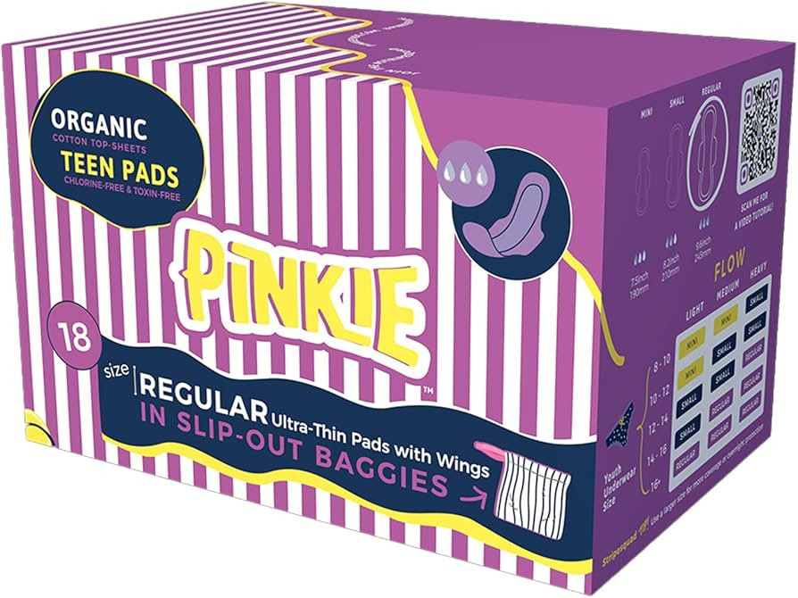 Pinkie Period Pads for Tweens & Teens - Designed for Smaller Underwear - Organic Cotton Topsheet ... | Amazon (US)