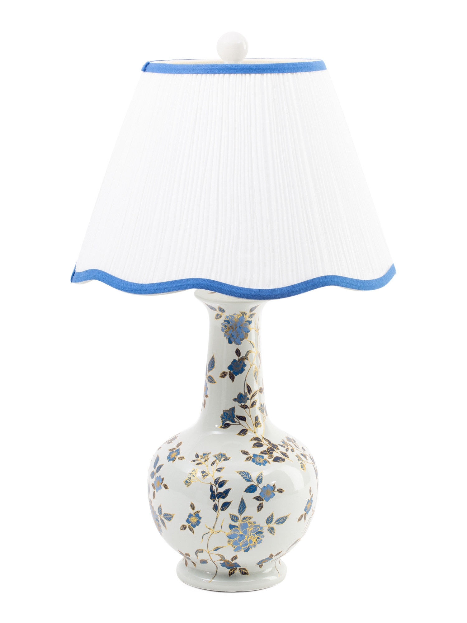 26in Floral Table Lamp With Pleated Scalloped Shade | Bedroom | Marshalls | Marshalls