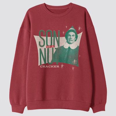 Men's Elf Crewneck Fleece Sweatshirt - Red L | Target