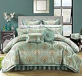 Chic Home 9 Piece Como Decorator Upholstery Quality Jacquard Motif Fabric Bedroom Comforter Set & Pi | Amazon (US)