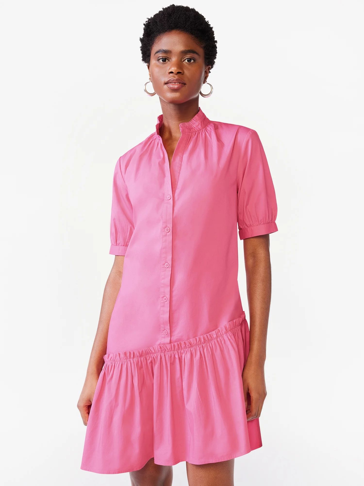 Scoop Women's Asymmetrical Shirt Dress | Walmart (US)