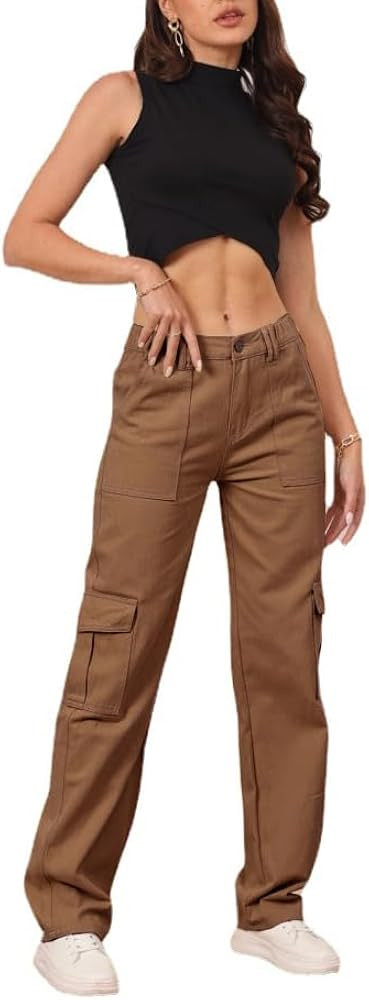 THWEI Cargo Pants for Women High Waisted Casual Pants Y2K Streetwear with 6 Pockets | Amazon (US)