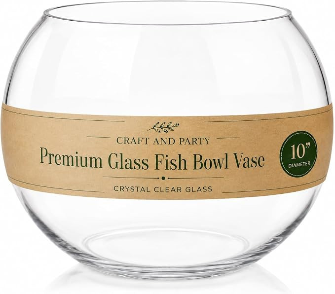 Glass Bubble Vase, 8" Height x 10" Width Glass Fish Bowl, Bubble Bowl for Terrarium, Flower Cente... | Amazon (US)