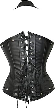 Women's Steampunk Faux Leather Bustier Halter Shoulder Straps Underbust Corset Top | Amazon (US)