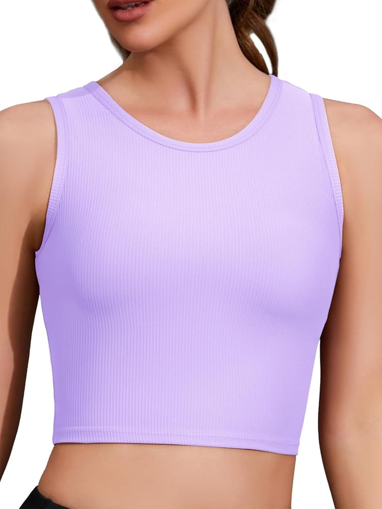 Chilylori Women's Seamless Sports Bra Workout Crop Top Tank Tops for Women Long Lined Sports Bra ... | Amazon (US)