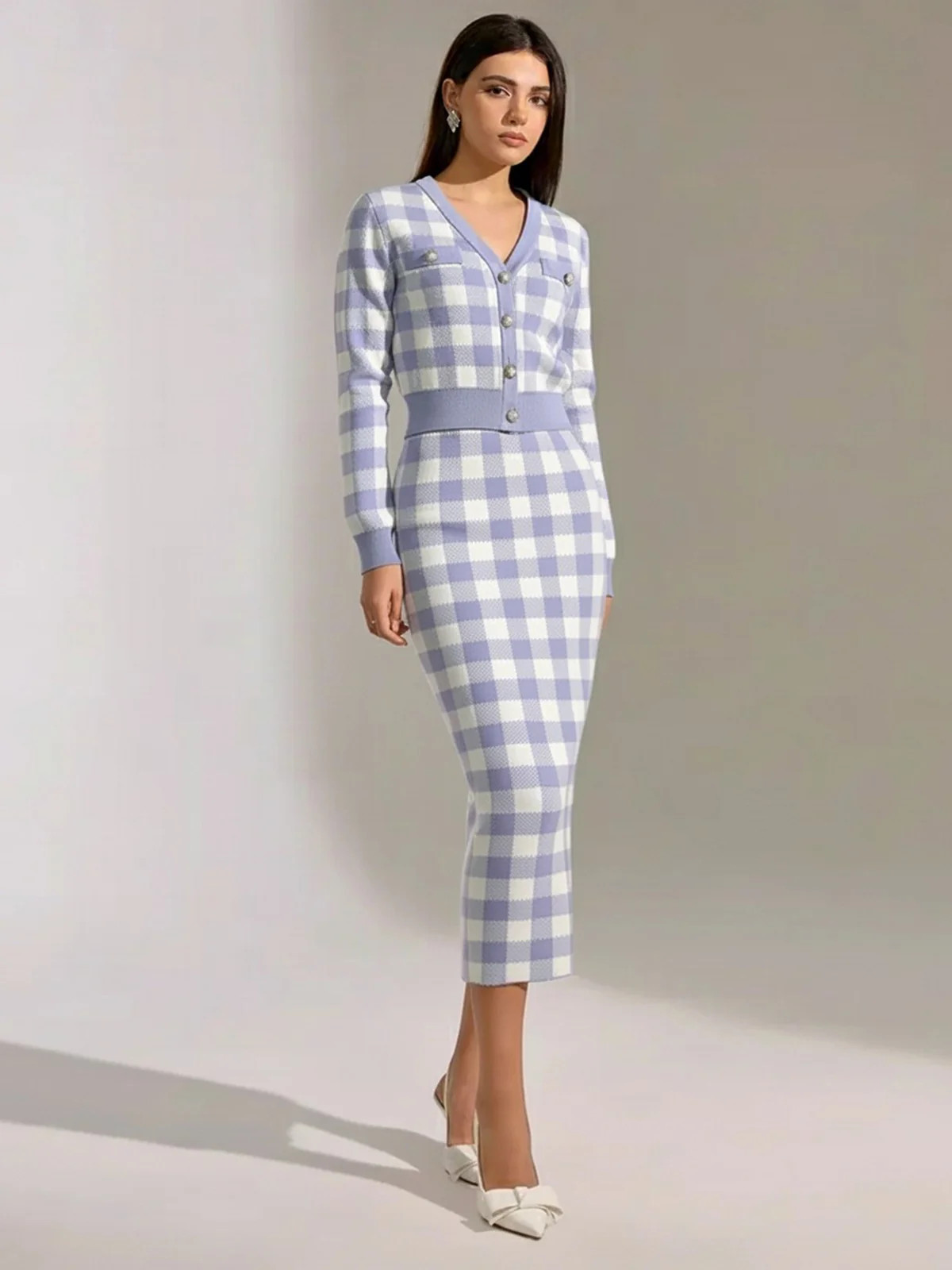 Vintage Plaid Wool Blend Sweater Skirt | Commense