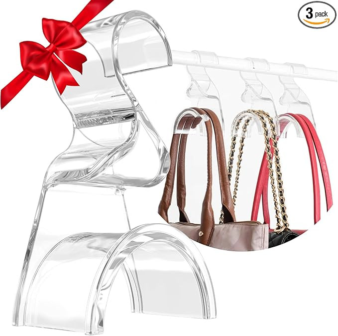 Wiosi Premium Clear Purse Hanger Closet Set of 3 - Durable Acrylic Organizers and Storage Bag Han... | Amazon (US)