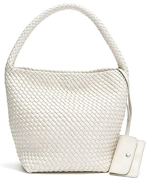 Woven Tote Bag for Women,shoulder Handbag woven purse,Beach Bag PU Leather Hobo Bag for work Summ... | Amazon (US)