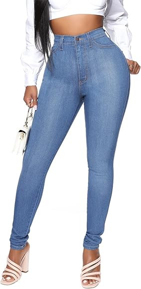 KUNMI Womens Classic High Waisted Skinny Stretch Butt Lifting Jeans Slim Fit Denim Pants | Amazon (US)