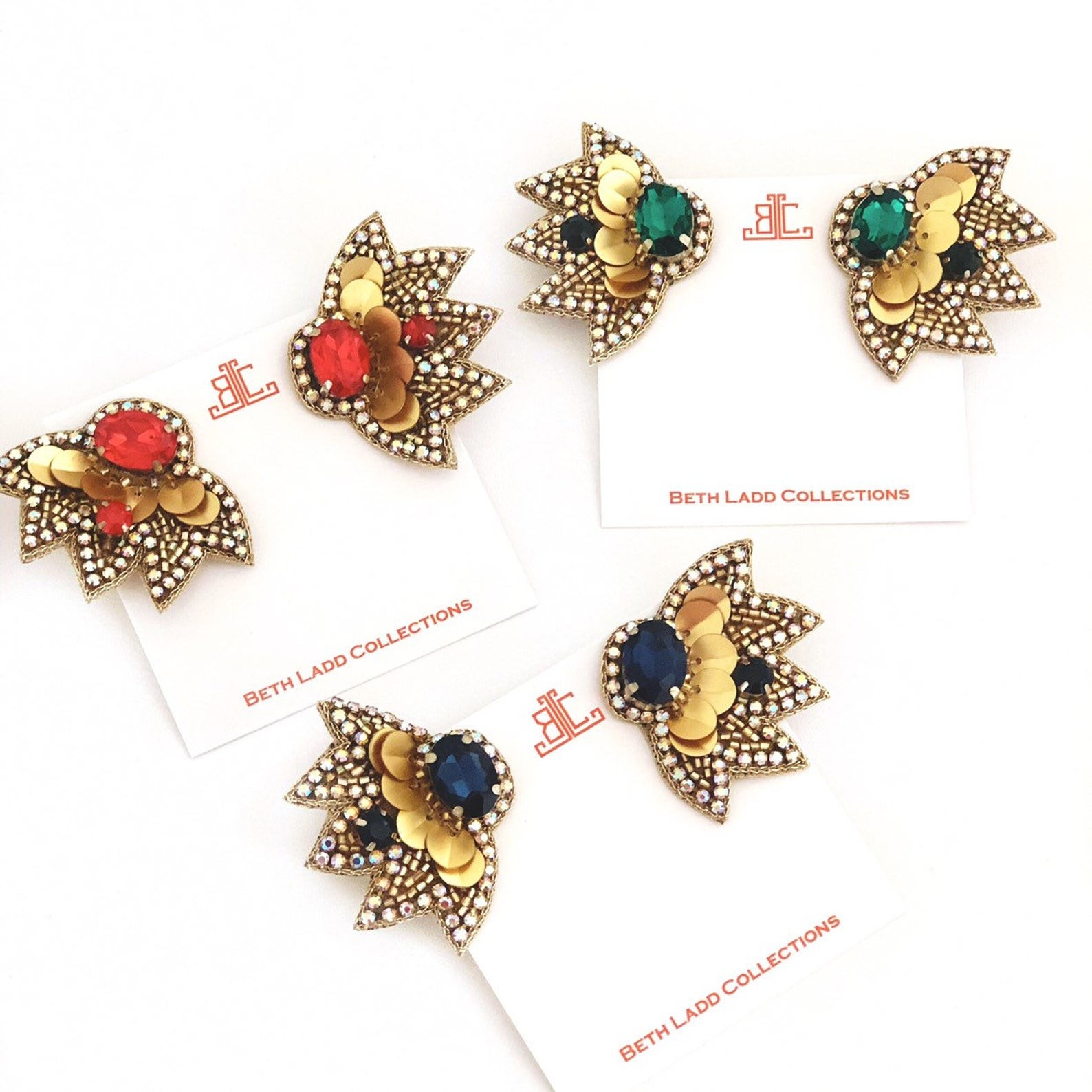 The sweetest little lightweight earrings! Stitched by hand on a super soft suede backing. Approxi... | Etsy (US)