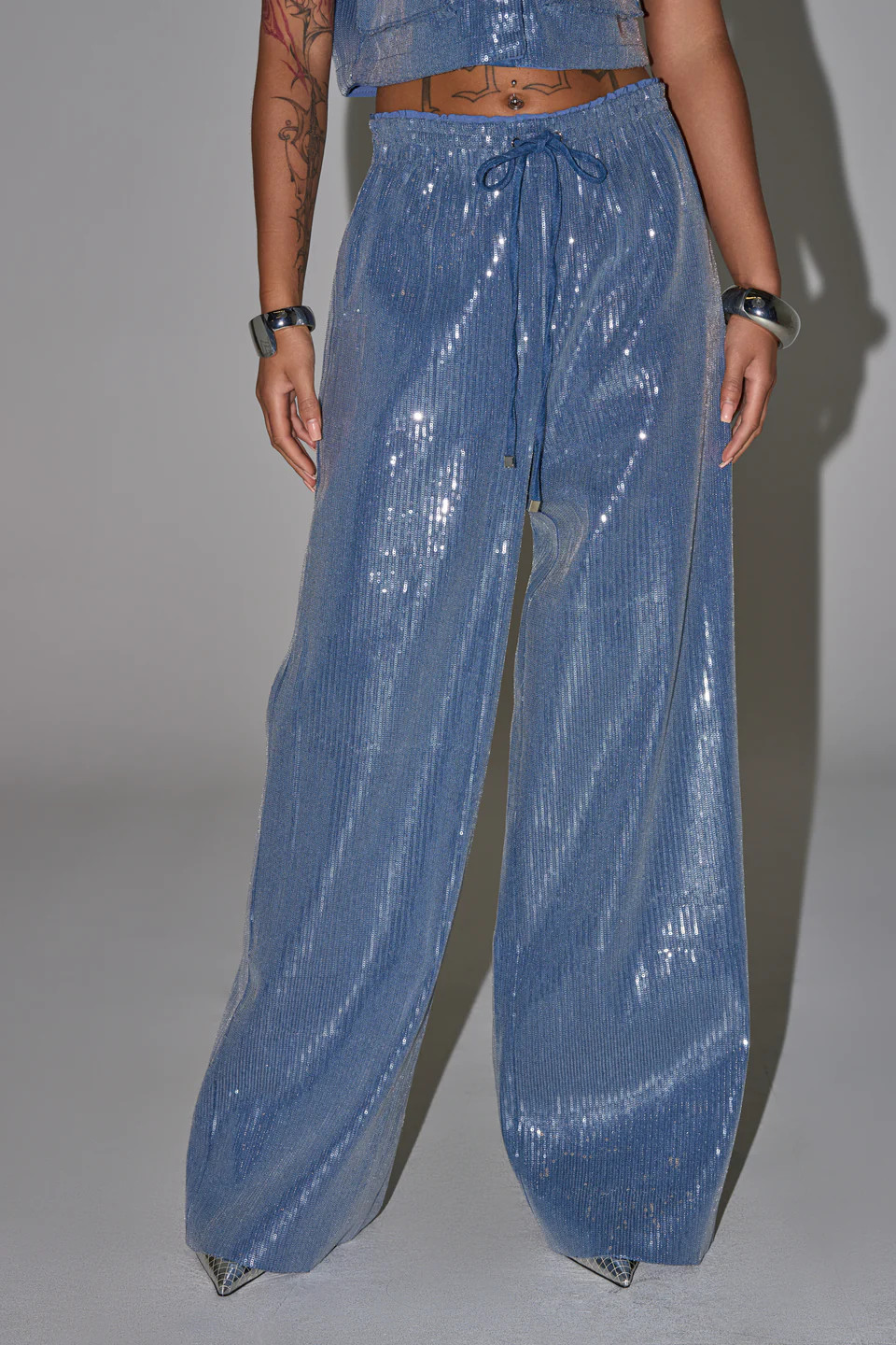 SHAKE IT GIRL SEQUIN WIDE LEG JOGGER | AKIRA
