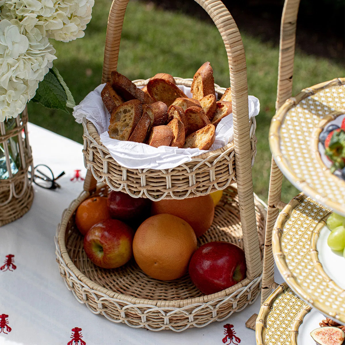 Provence Rattan Two Tiered Server - Whitewash/Natural | Wayfair North America