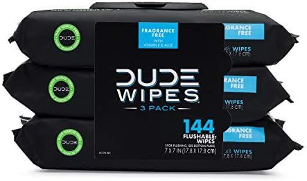 Dude Wipes Flushable Wipes Dispenser (3 Packs 48 Wipes), Unscented Wet Wipes with Vitamin-E & Alo... | Amazon (US)