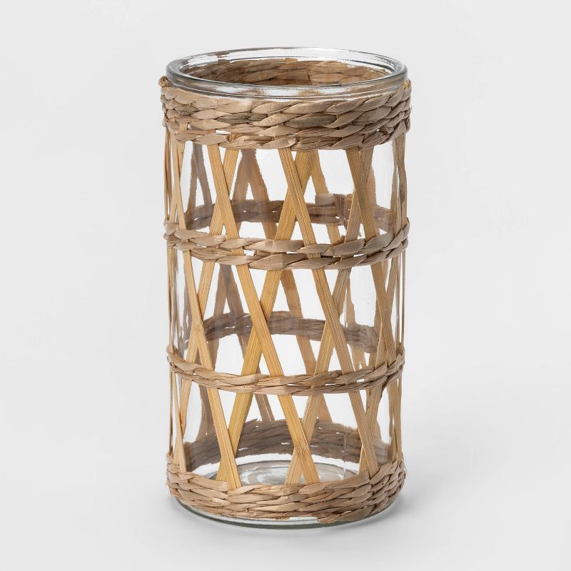 9" Bamboo and Straw Outdoor Lantern with Glass - Opalhouse™ | Target