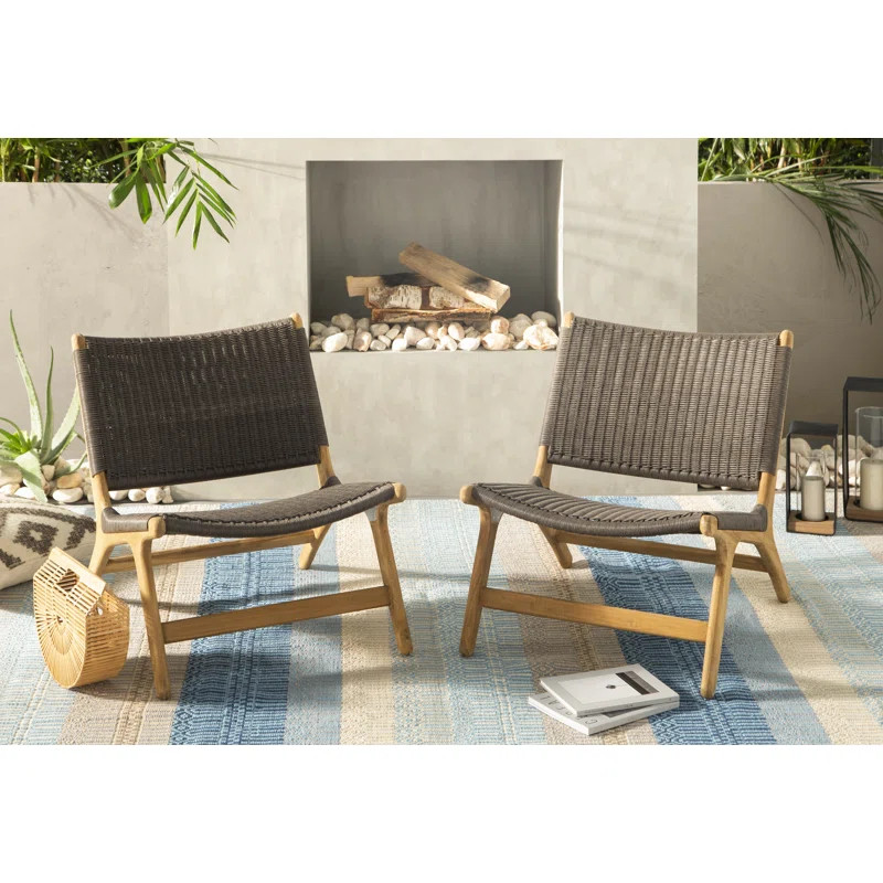 Almira Teak Outdoor Armless Lounge Chair (Set of 2) | Wayfair North America