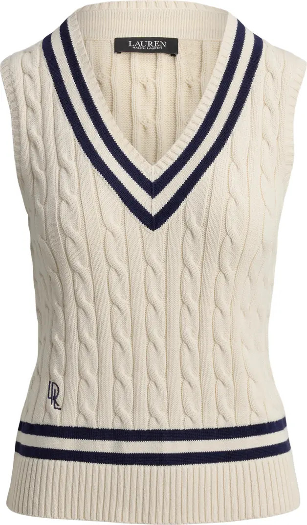 Nalrun Cable Stitch Cotton Cricket Sweater Vest | Nordstrom