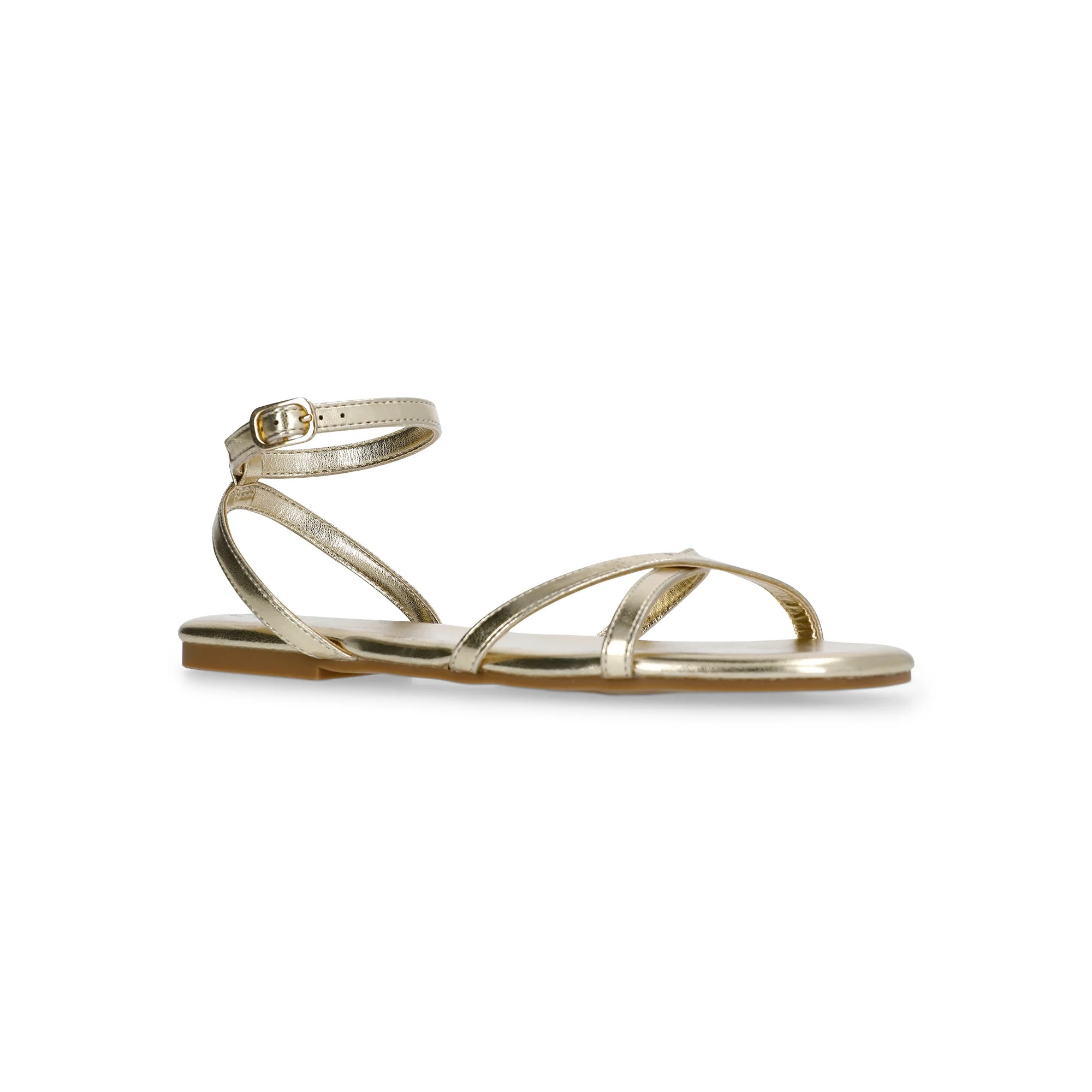 Time and Tru Women's Strappy Flat Sandals | Walmart (US)
