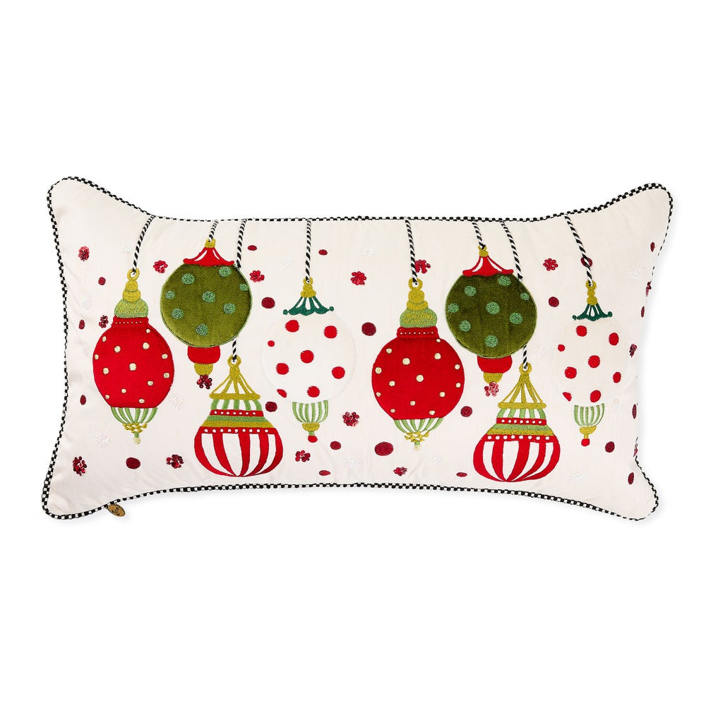 Festive Ornaments Lumbar Throw Pillow | MacKenzie-Childs