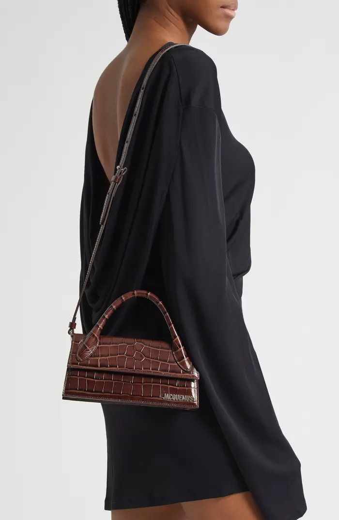 Le Chiquito Long Croc Embossed Leather Top Handle Bag | Nordstrom