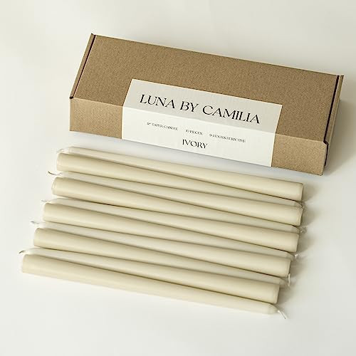 10 Pieces Luna By Camilia 12 Inch Taper Candles, Wedding & Events Taper Candles… (Ivory) | Amazon (US)