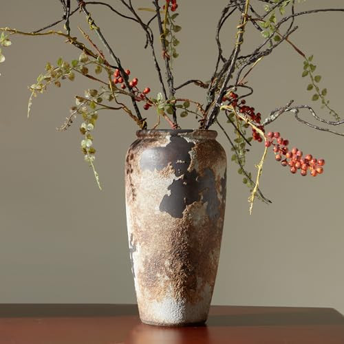 Smiletag Rustic Vase for Home Decor, Farmhouse Terracotta Vases, Stone Vases, Large Vases for Living Room Decor, Rustic Flower Vase Decoration for Living Room Tall Ceramic Vase | Amazon (US)
