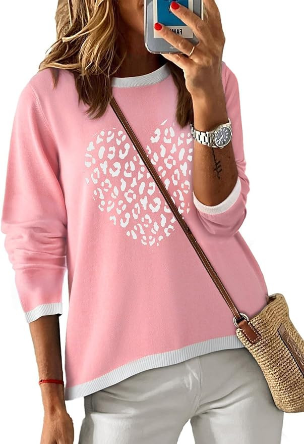 Dokotoo Women's Long Sleeve Sweaters Casual Crewneck Fashion Spring Striped Color Block Shirts Hi... | Amazon (US)