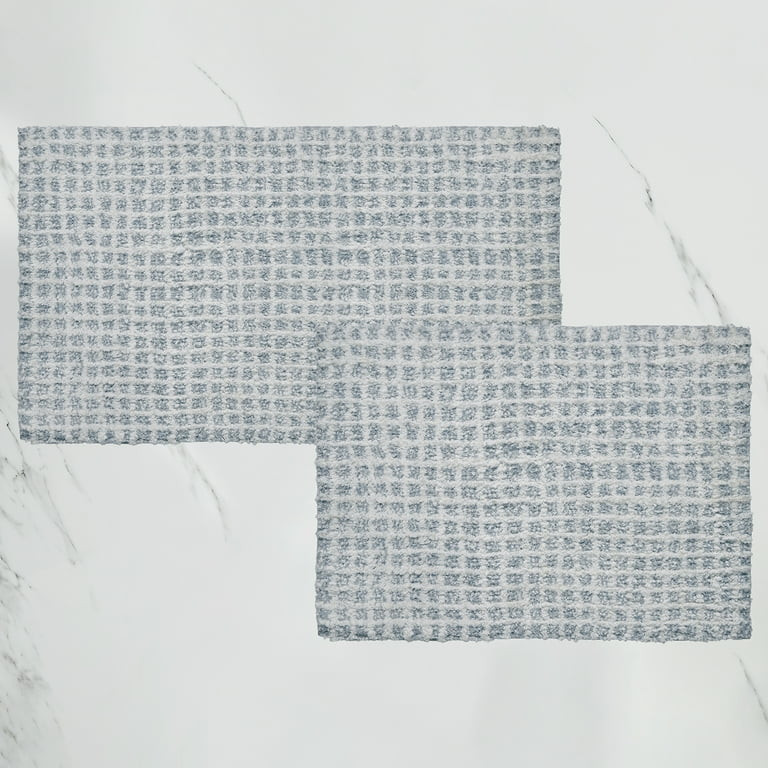 Mainstays Tufted Windowpane Stripe Cotton Bath Rug Set, Soft Silver, 2 Pieces - Walmart.com | Walmart (US)