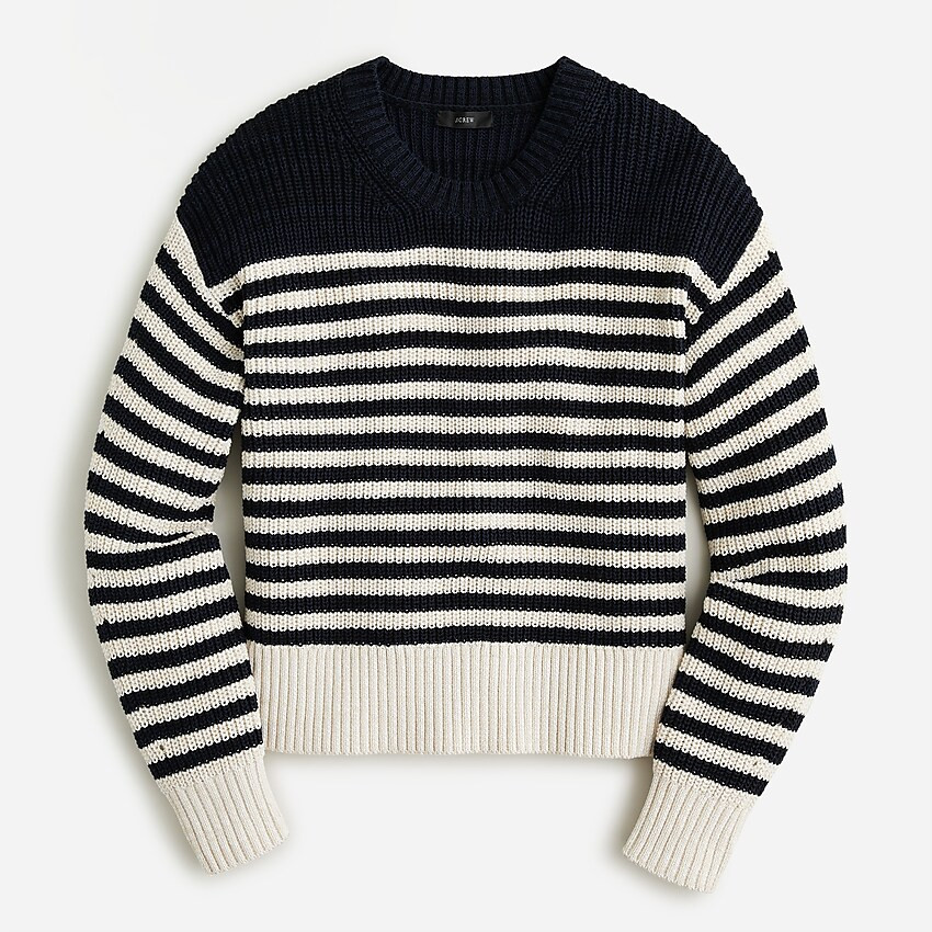 Oversized crewneck sweater in stripe | J. Crew US
