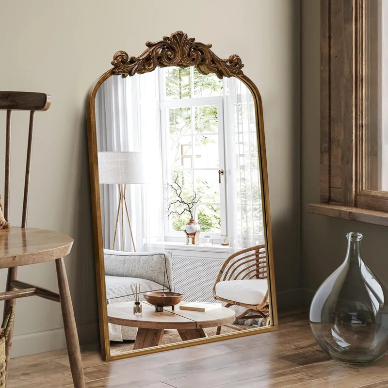 Vintage Carved Arched Mirror with Metal Frame | Wayfair North America