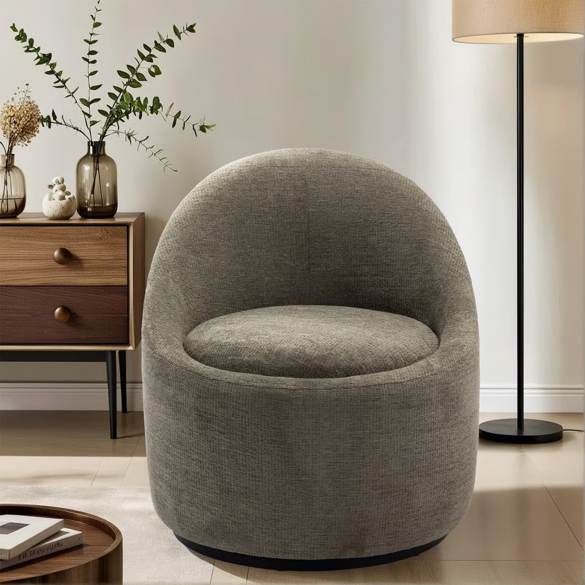 Lawandra Modern Upholstered Swivel Barrel Chair | Wayfair North America
