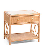 28x20x26 Rattan Nightstand With Tempered Glass Top | Furniture & Lighting | Marshalls | Marshalls