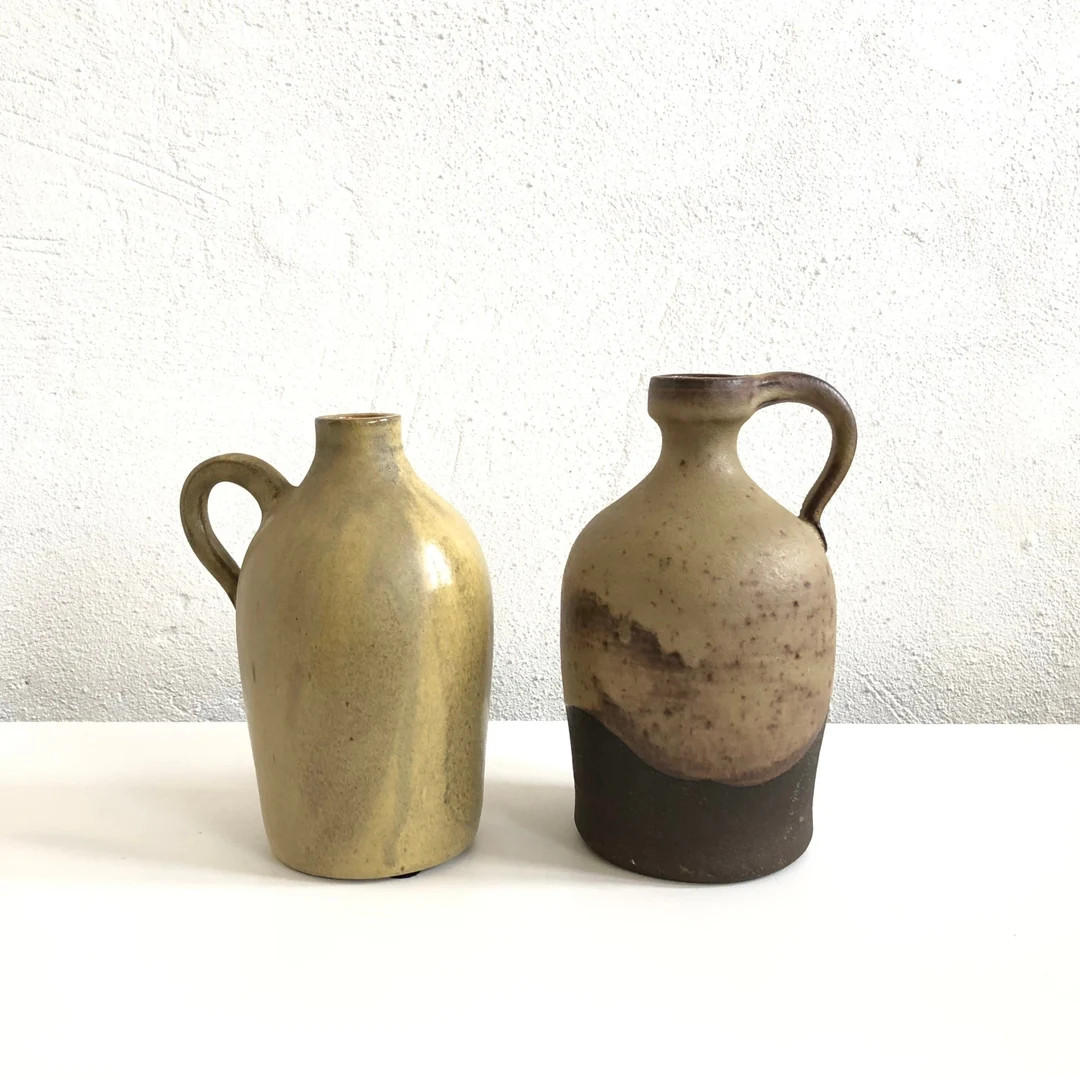 Two Danish mid century ceramic vases with handles and glaze in earth colors | Etsy (UK)