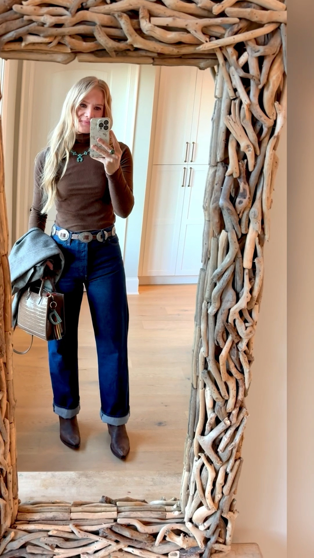 Fall western outfit

Size reference 5’ 9” 140 lbs

Turtleneck - small tall
(Old Old Navy.)

Dark wash jeans - 28
(27 fit in the waist but was super snug across my hips.)

Brown cowboy boots - I size up 1/2 size

Turquoise necklace - JLanda Jewlery 




Fall outfits. Western outfits. Western style. Western chic. Cowboy outfits. Classic style. Classic western style. Ralph Lauren esthetic. Cowboy boots and jeans outfits. 

#LTKTall #LTKFindsUnder100 #LTKOver40