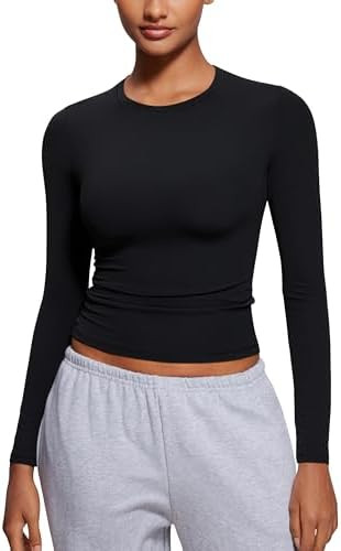 CRZ YOGA Softembrace Crewneck Long Sleeve Shirts for Women - Casual Going Out Tops Soft Basic Fit... | Amazon (US)