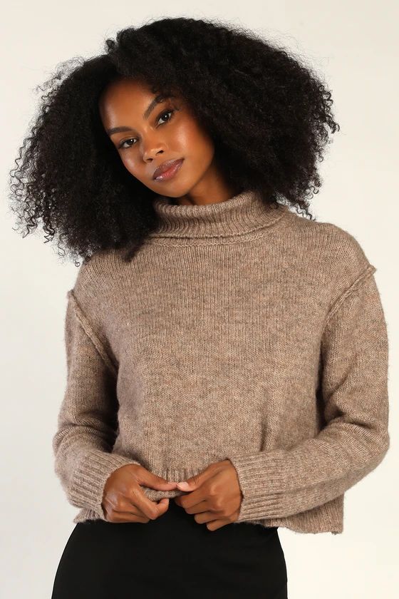 Slope Style Light Brown Heather Turtleneck Sweater | Lulus (US)