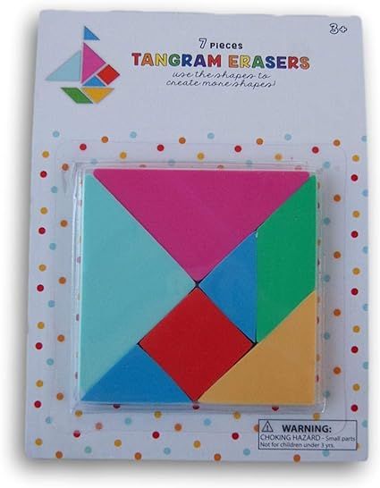 Tangram Erasers Pack - Use The Shapes to Create More Shapes - 7 Piece | Amazon (US)