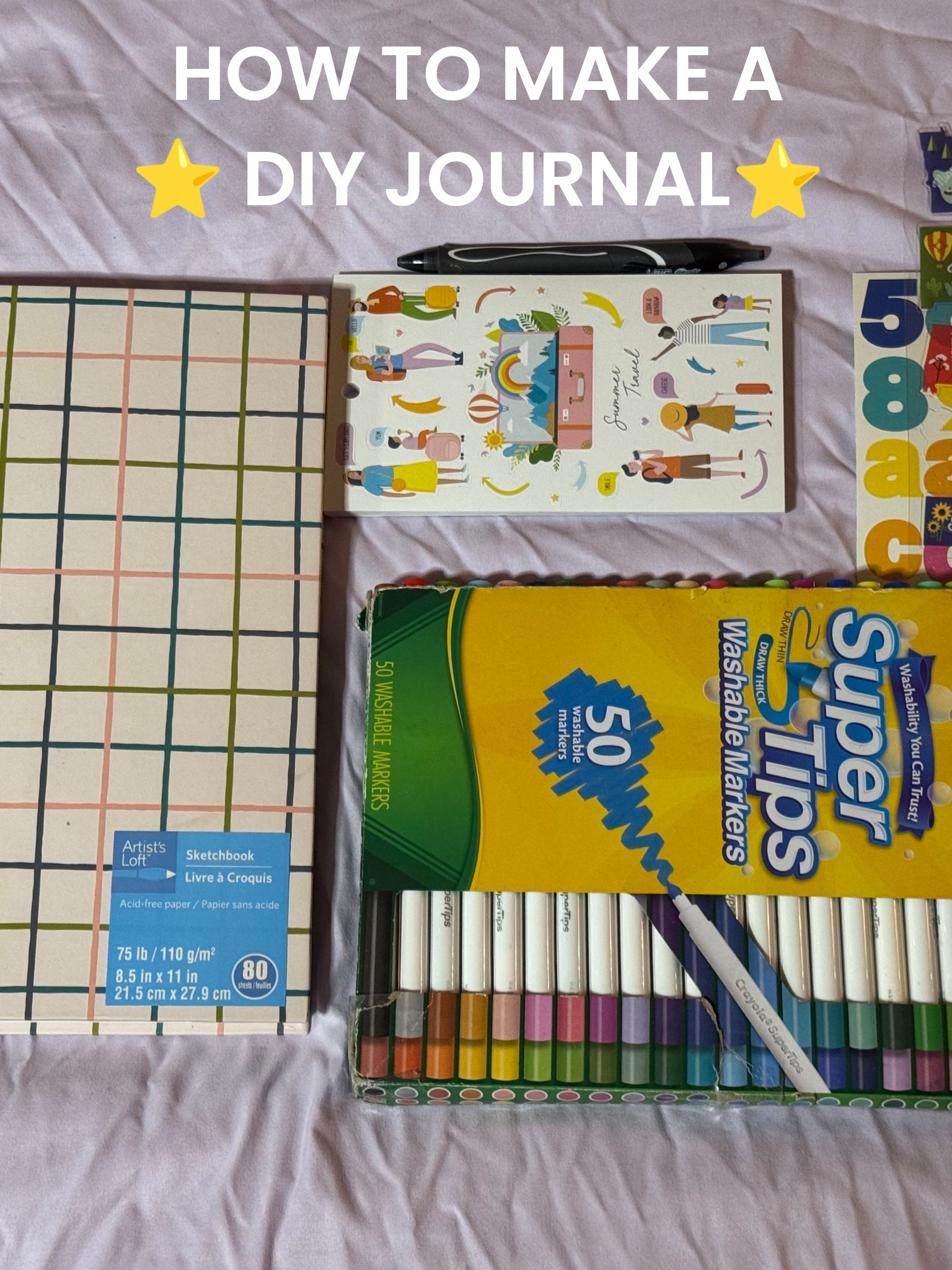 Supplies to make your own journal! Reference video: https://youtu.be/qRYHAph-Fkg