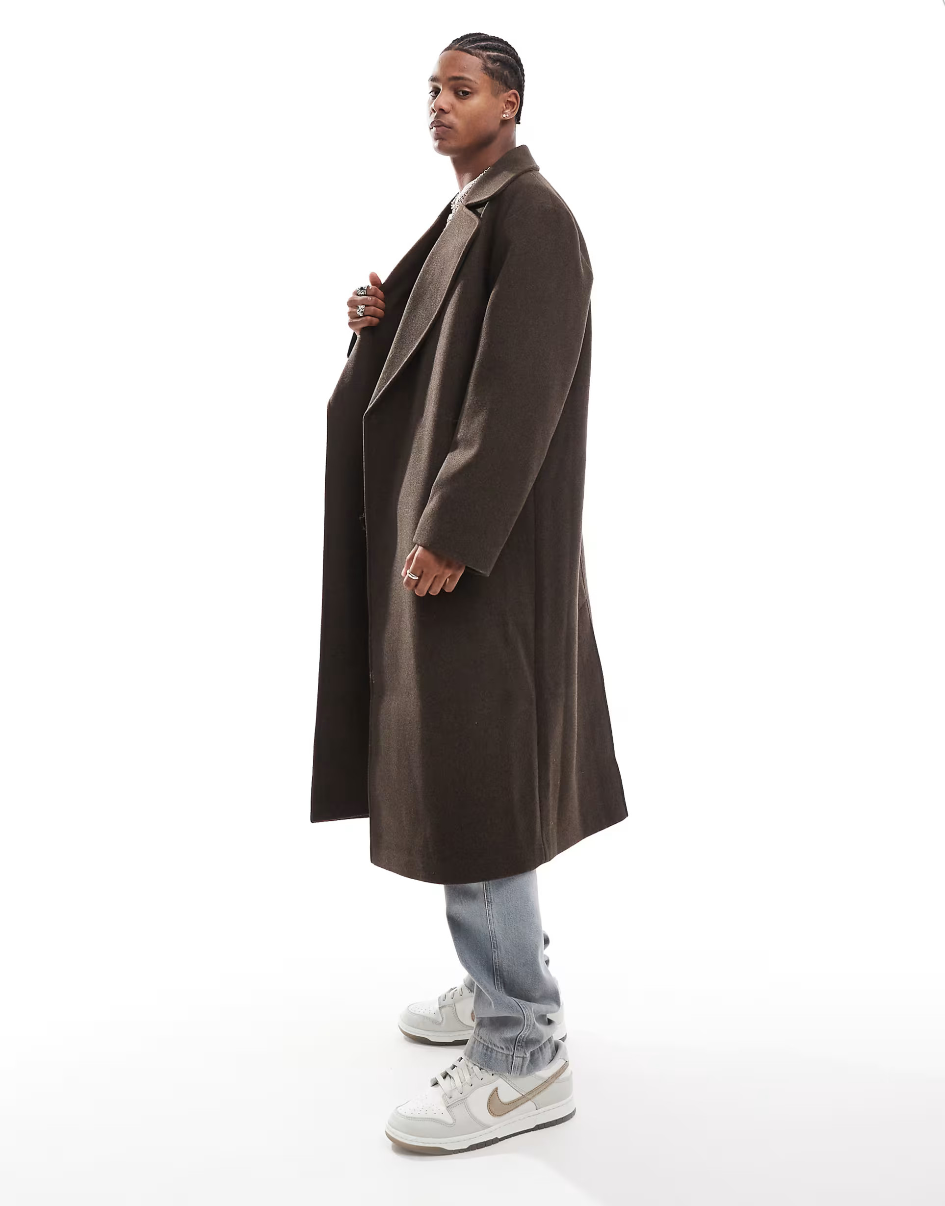ASOS DESIGN oversized wool look overcoat in brown | ASOS (Global)