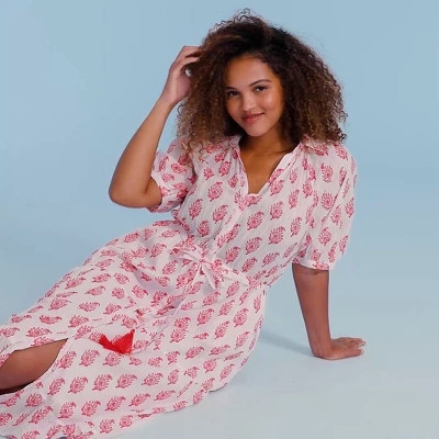 Women's Bouquet Short Sleeve Maxi Dress Pink - Roller Rabbit x Target XXS | Target