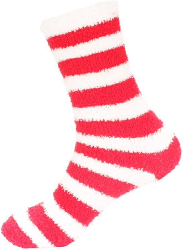 Super Soft Fuzzy Team Spirit Socks - Striped - 4 Pairs | Amazon (US)