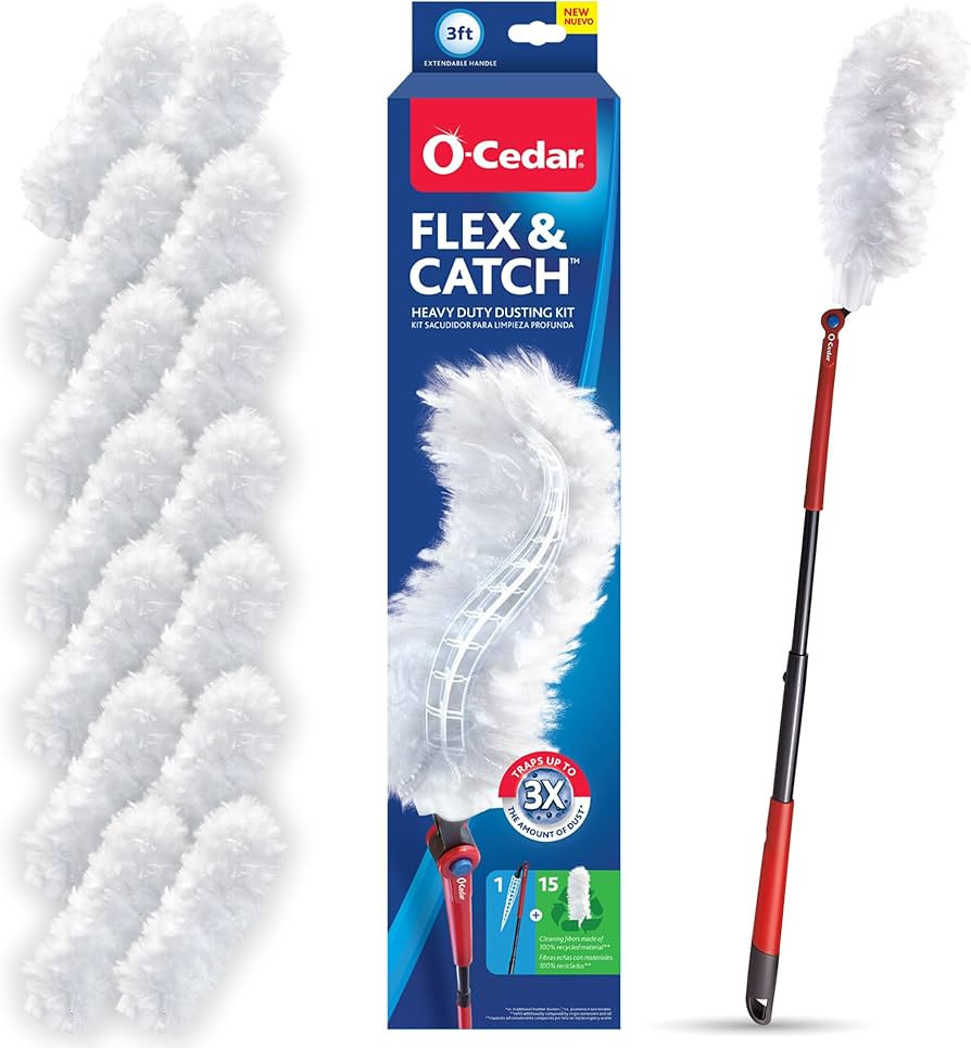 O-Cedar Flex & Catch Heavy Duty Dusting Kit with 15 Disposable Duster Refills | Extendable 3 Ft H... | Amazon (US)