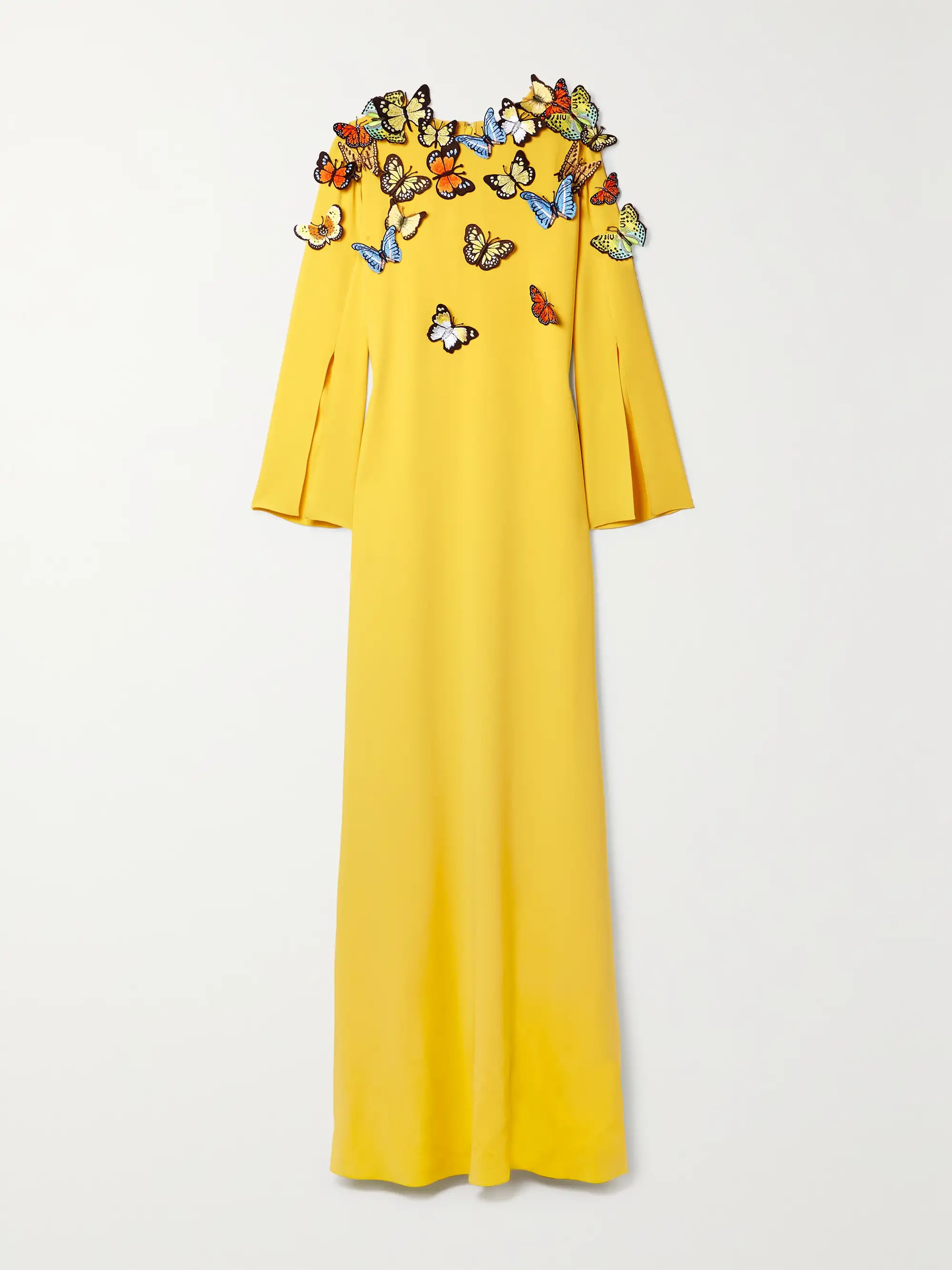 OSCAR DE LA RENTAAppliquéd silk-blend crepe gown | NET-A-PORTER (UK & EU)
