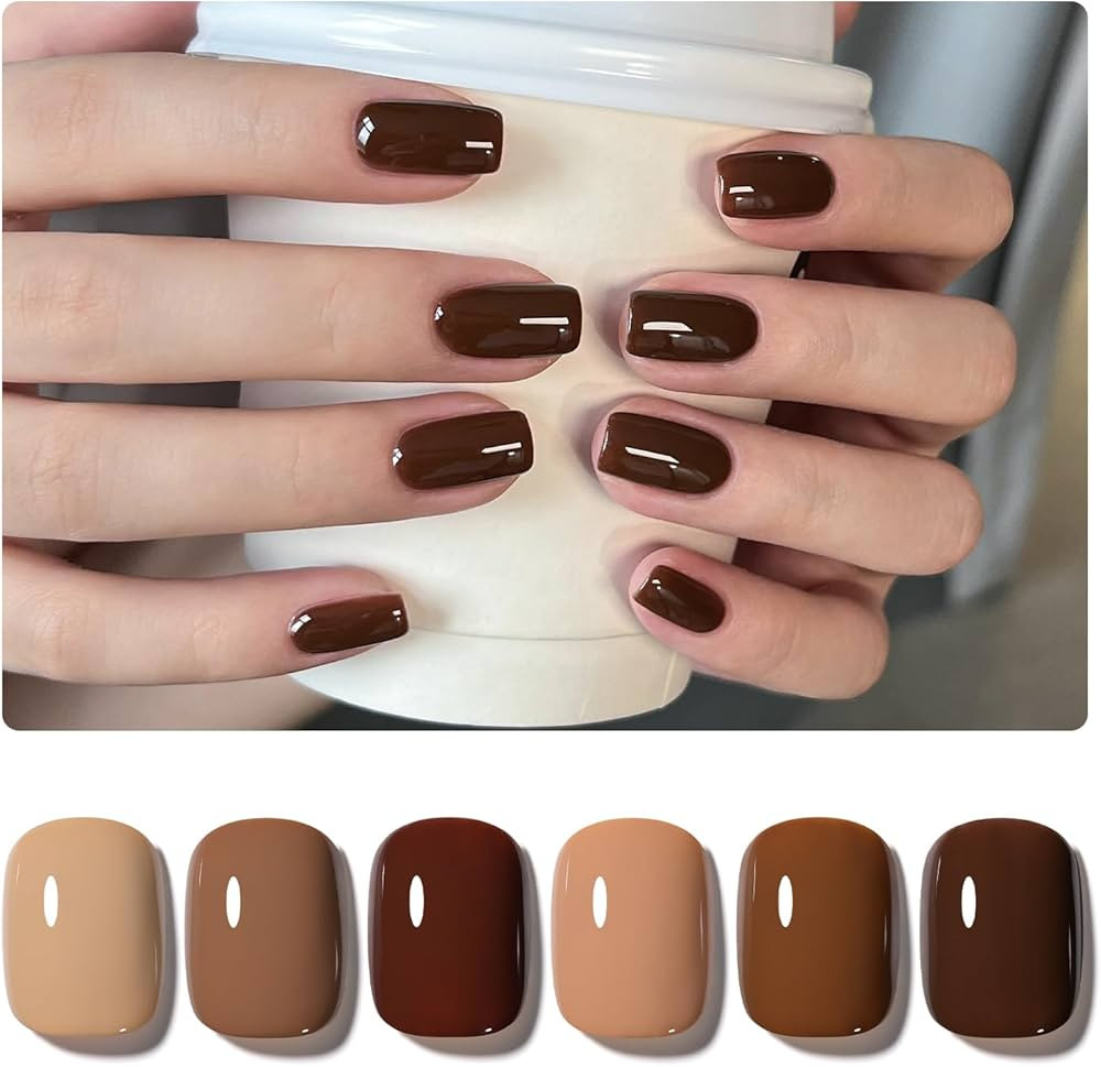 GAOY Gel Nail Polish, Brown Caramel Nude Red Gel Polish Kit for Salon Gel Manicure and Nail Art D... | Amazon (US)