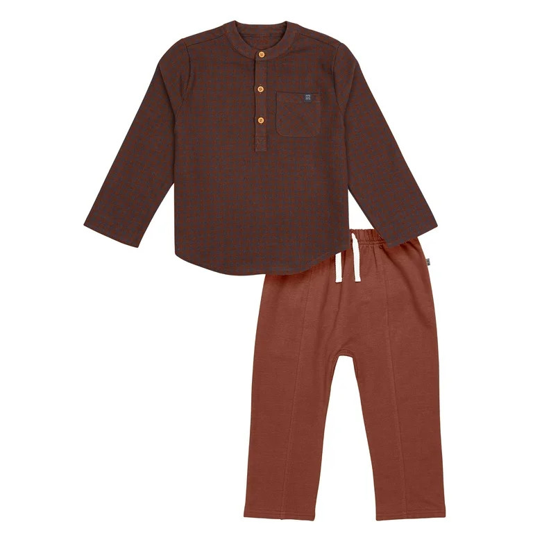 Modern Moments by Gerber Toddler Boy Mandarian Shirt and Pant Set, 2-Piece, Sizes 12M-5T - Walmar... | Walmart (US)