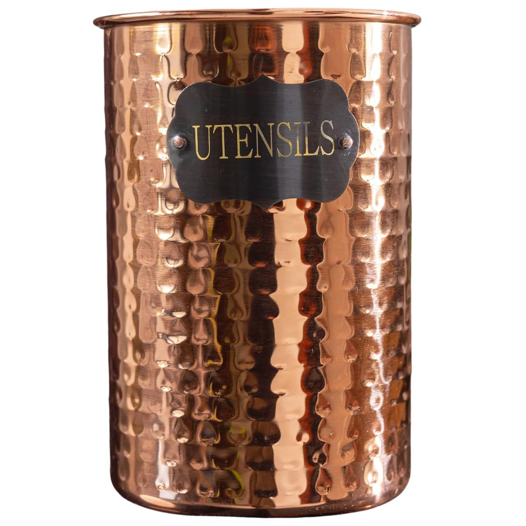 Copper Utensil Holder - Premium Stainless Steel with Elegant Copper-Plated Finish, Spacious 5.5... | Amazon (US)