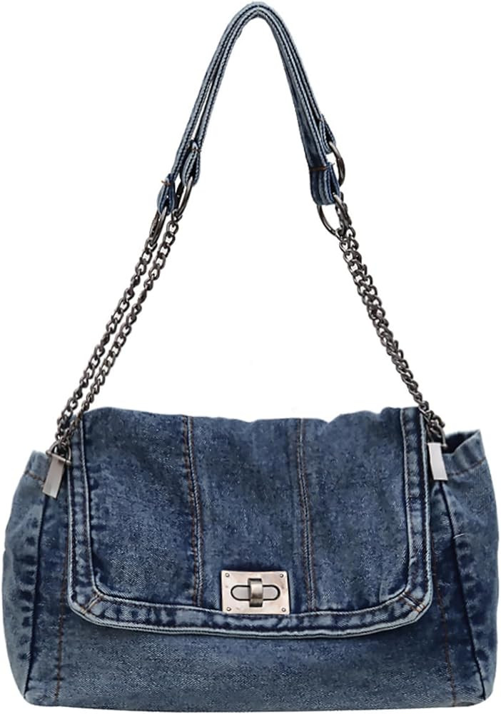 Denim Purse for Women Jean Purses Tote Bag for Womens Handbags Work Bags Jean Shoulder Bag Trendy... | Amazon (US)