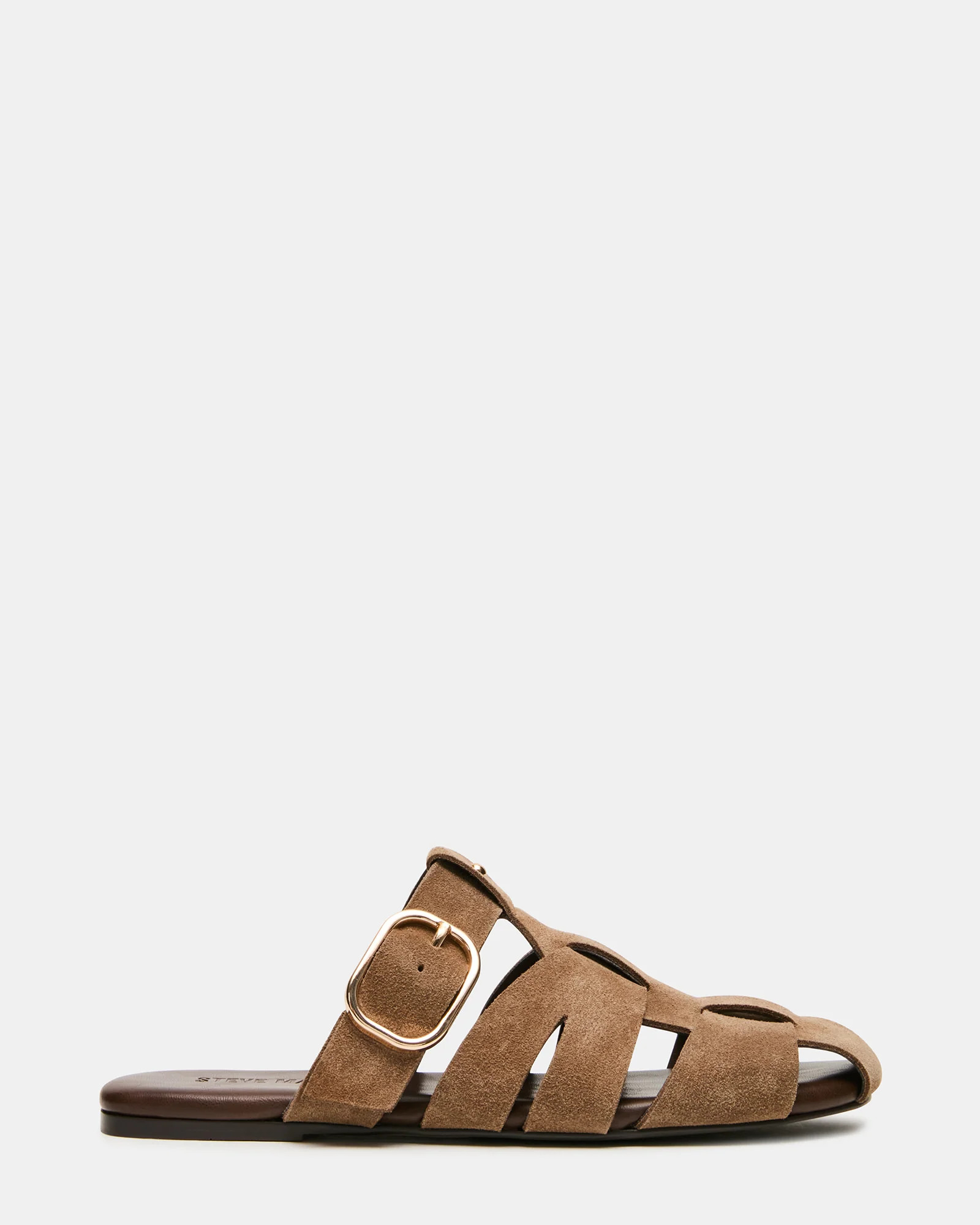 HALO Taupe Suede Fisherman Caged Slip-On Mule Women's Flat | Steve Madden (US)