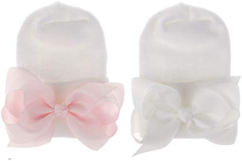 Aijian Newborn Hospital Hat - Infant Baby Solid Color Doughnut Hat (2 Pack Bow Ribbon / 0-3 Month... | Amazon (US)