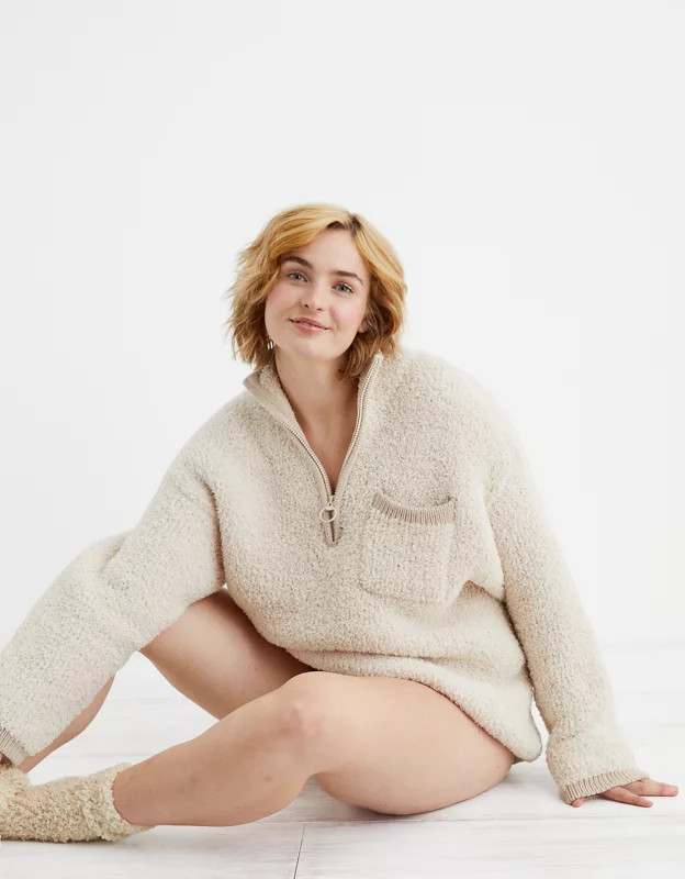 Aerie Sherpa Quarter Zip Sweater | American Eagle Outfitters (US & CA)